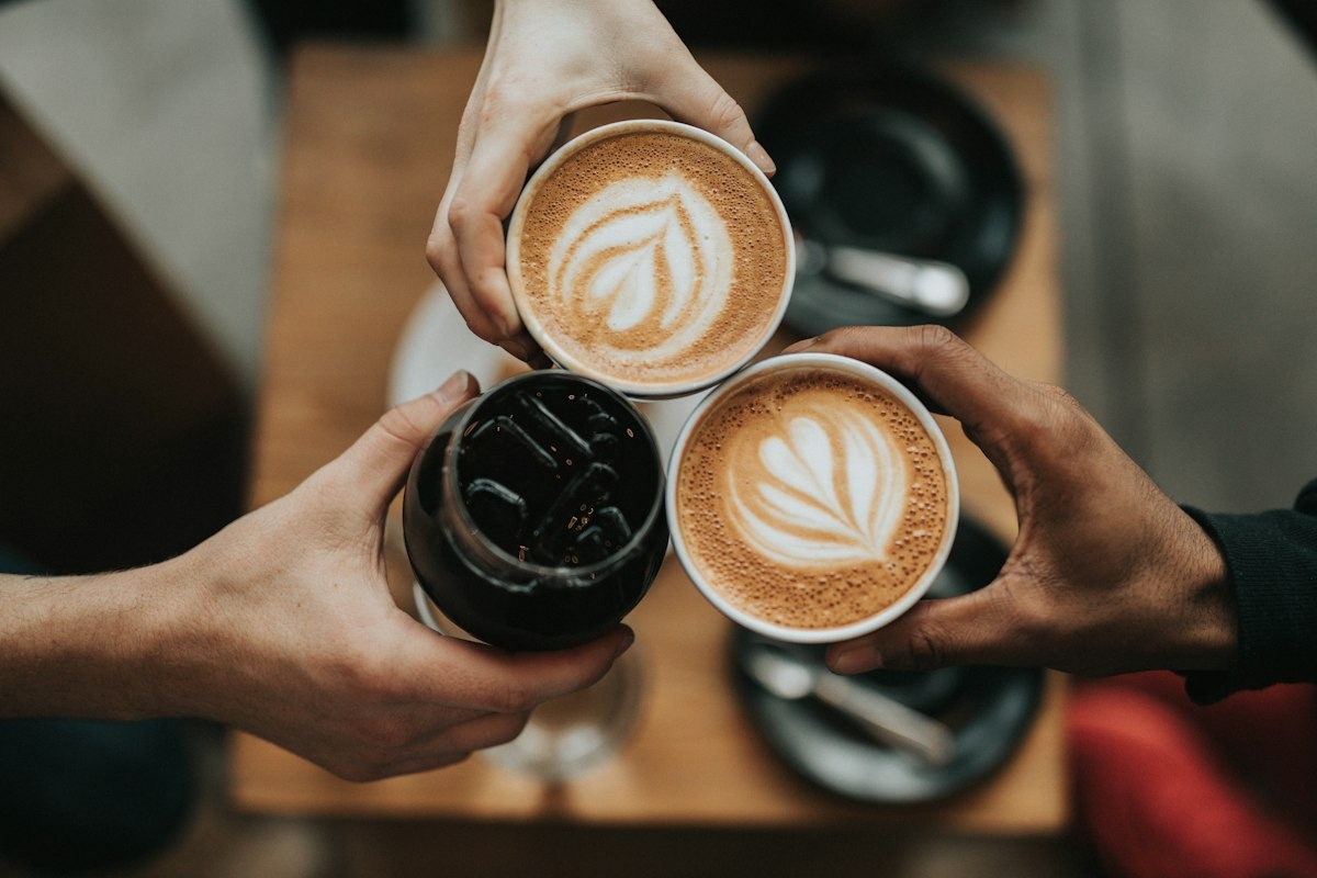 Two lattes, a toast